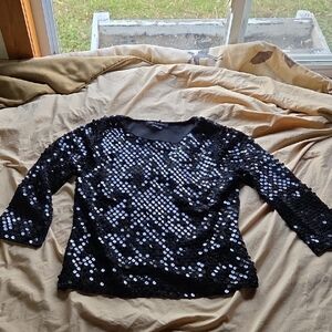 Black Sequin Women's Top